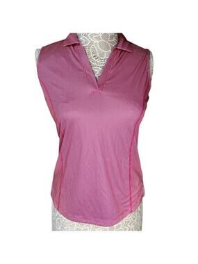 PGA TOUR Women's Sleeveless Golf Polo Shirt - Raspberry Rose - Size Small